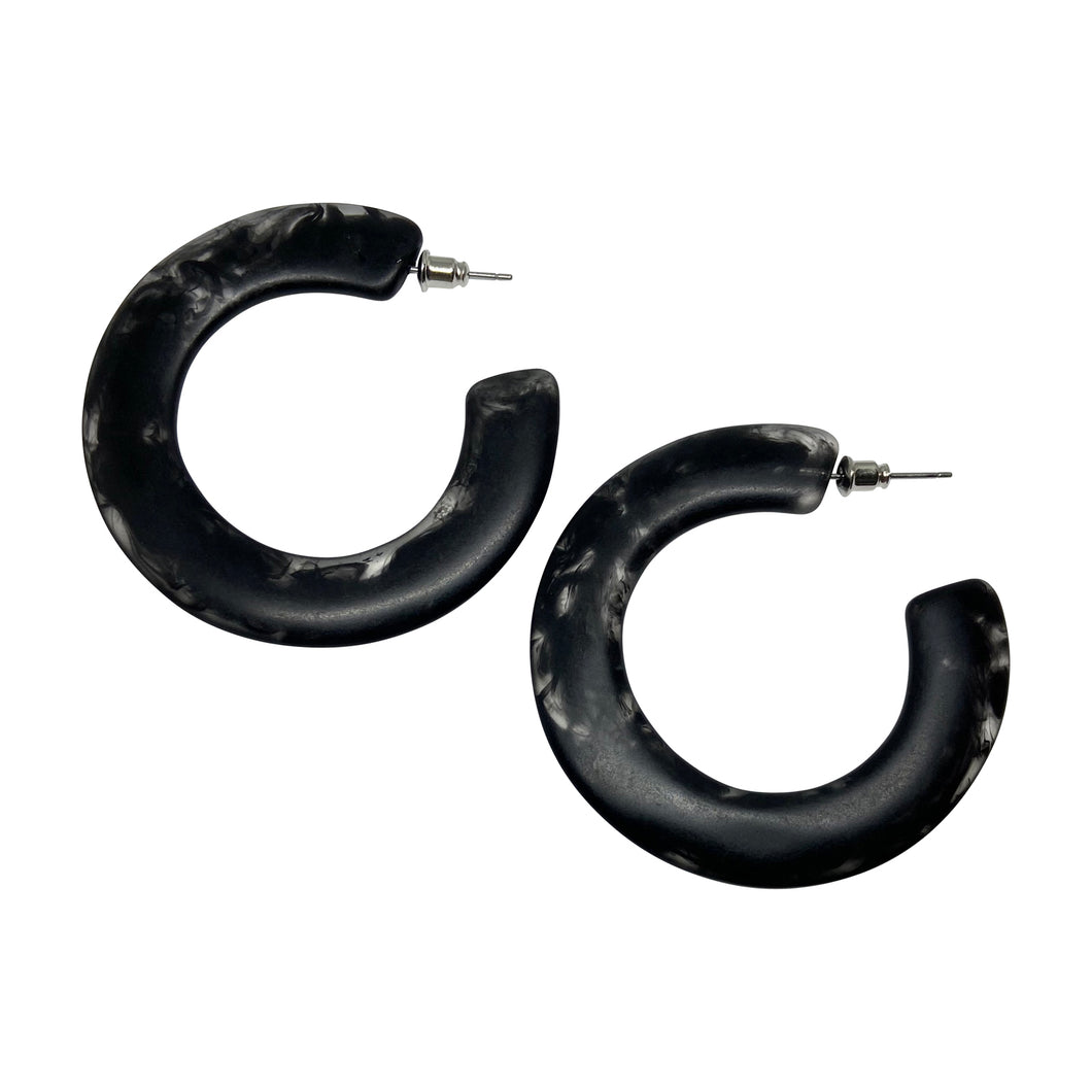 LARGE FLAT RESIN HOOP EARRING